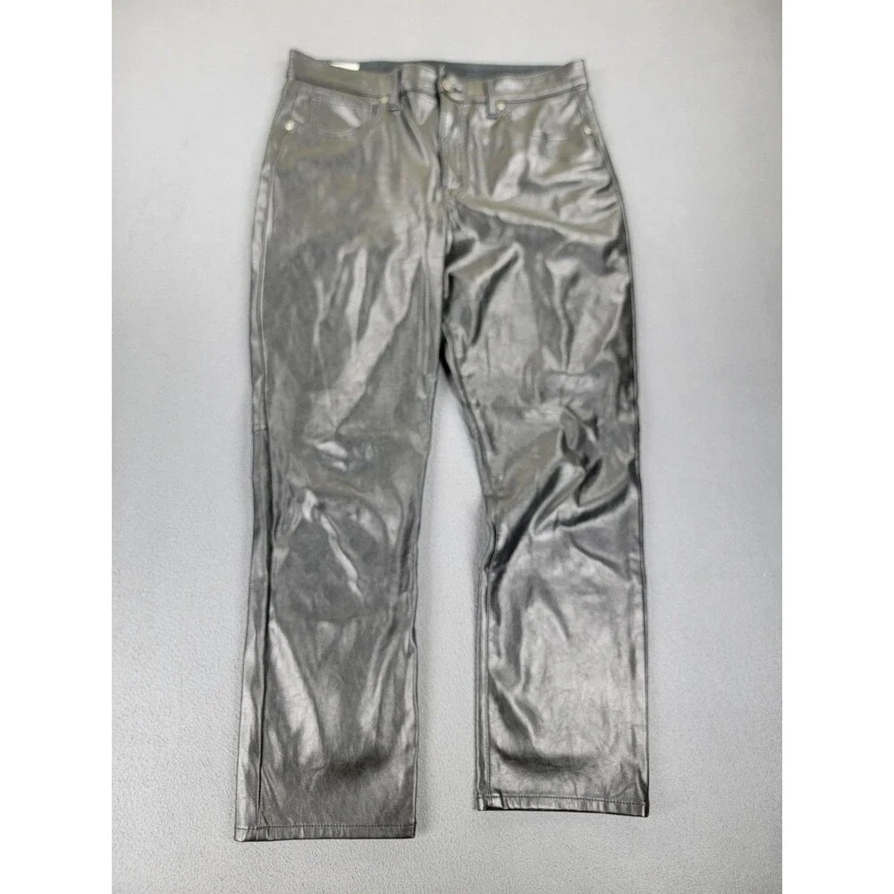 GAP Pants Womens 31 Black Vintage Slim High Rise Faux Leather Coated Modern - Picture 1 of 13